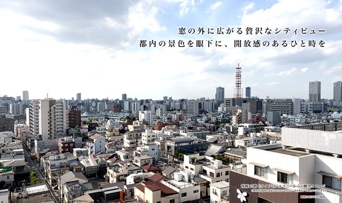 西棟13階Eタイプのバルコニーからの眺望イメージ（西暦2025年9月撮影）