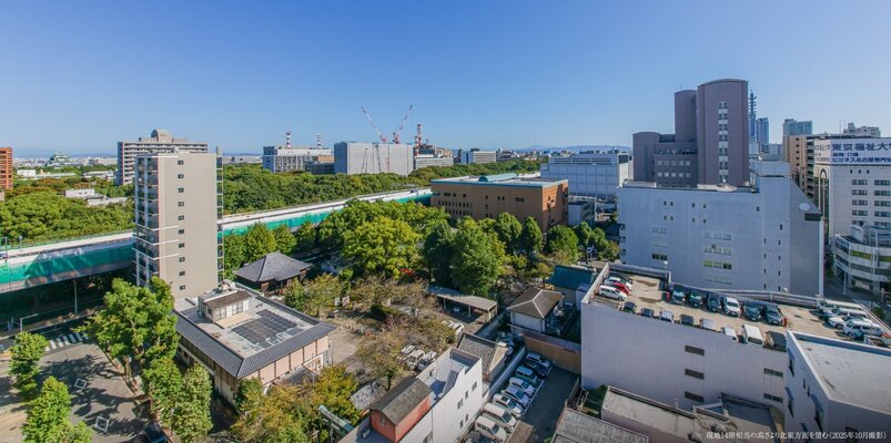 現地14階相当の高さより北東方面を望む（2025年10月撮影）