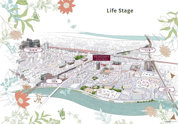 街並み概念イラスト（航空）