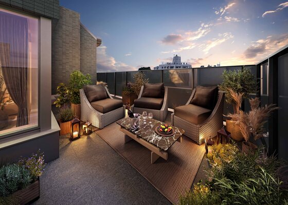 【Srタイプ】ルーフバルコニー付住戸完成予想CG