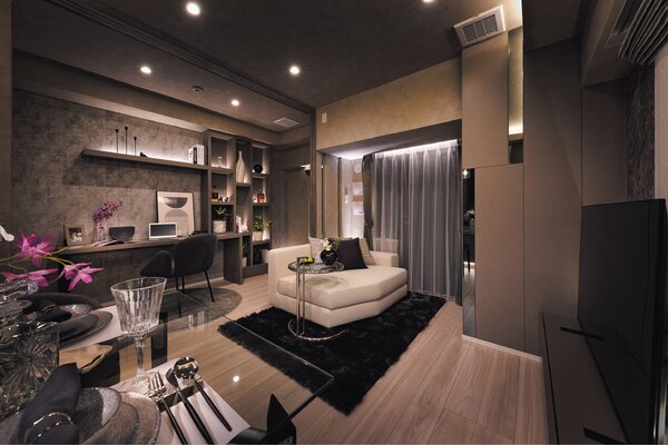 LIVING DINING & BEDROOM（モデルルーム Aタイプ／2025年4月撮影）
