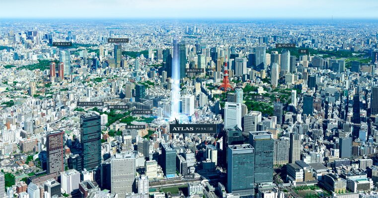 現地周辺の街並（航空写真）