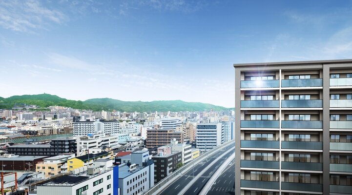 外観完成予想図・周辺の街並み