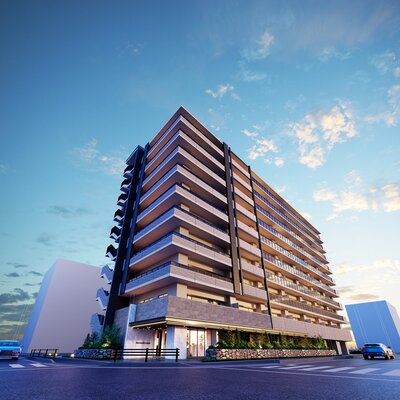 外観完成予想図（見上げ）