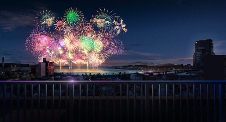 屋上完成予想図（花火合成）