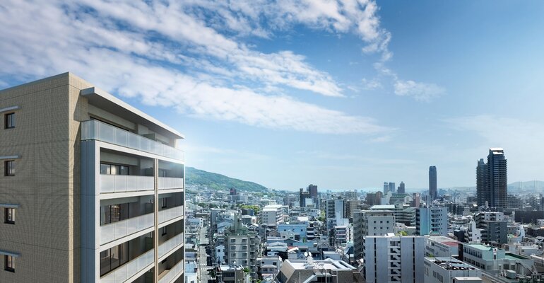 外観完成予想図・現地周辺の街並み