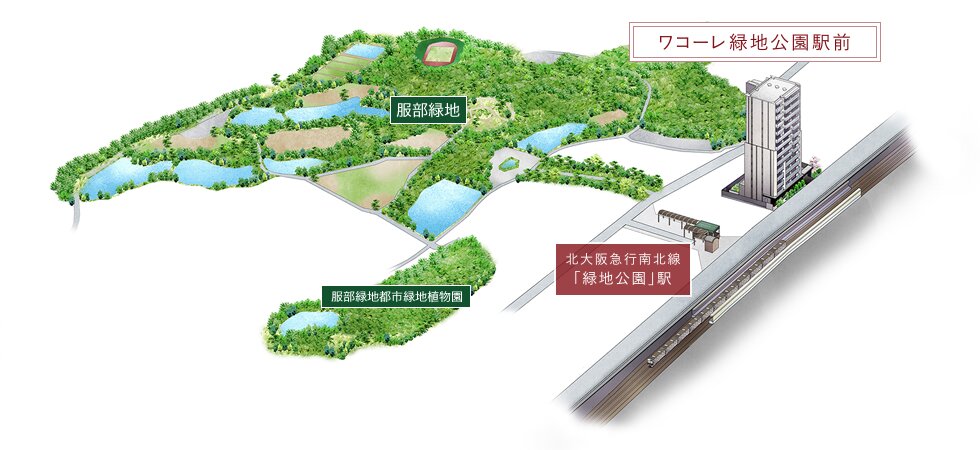 ワコーレ緑地公園駅前