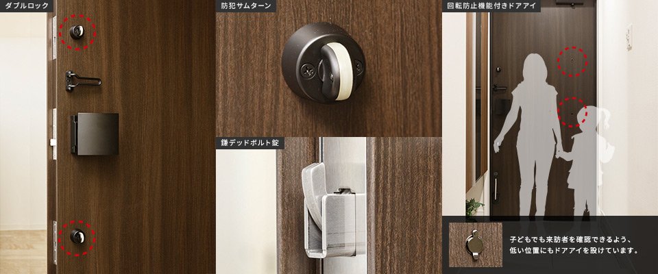 二重ロック付きプッシュプル玄関ドア