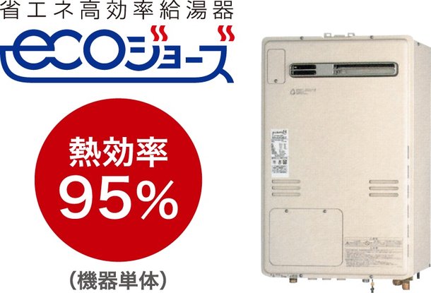熱をムダなくリサイクルする、高効率のかしこい給湯器
燃焼量が減るため、CO2の排出量を削減