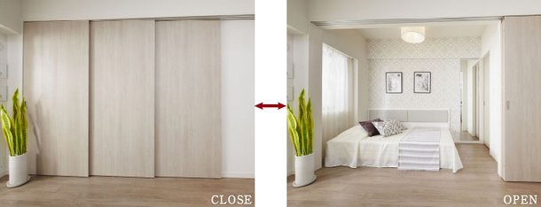 ウォールドア採用の洋室
