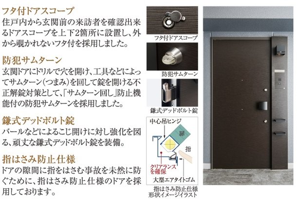 フタ付ドアスコープ・防犯サムターン・鎌式デッドボルト錠