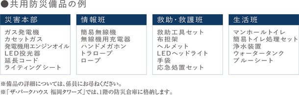 共用防災備品の備蓄について