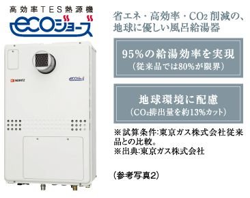 東京ガスの高効率ガス給湯器エコジョーズ
