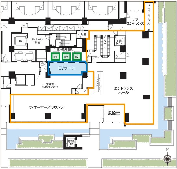 共用部セキュリティ
平面図(1F分譲フロアエントランス)