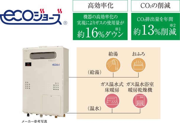 高効率ガス給湯器「エコジョーズ」