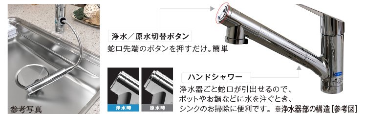 節湯C1対応浄水器一体型ハンドシャワー混合水栓