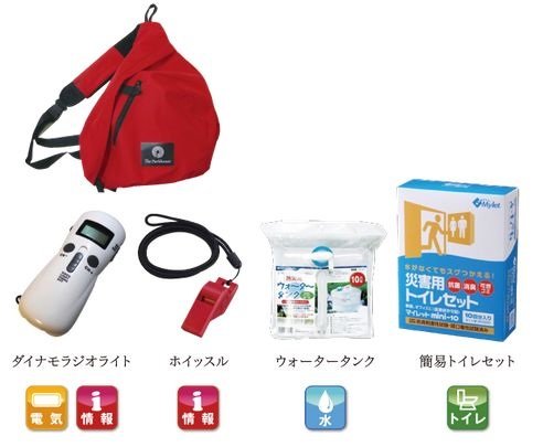 各戸に配布する防災バッグ