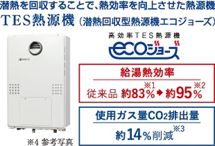 東京ガスの高効率ガス給湯器「エコジョーズ」