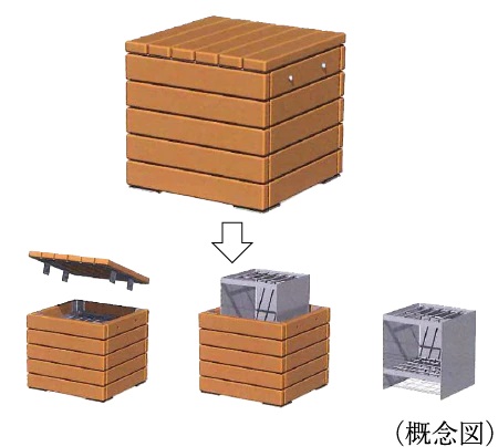 ベンチ兼用非常用炊き出しかまど