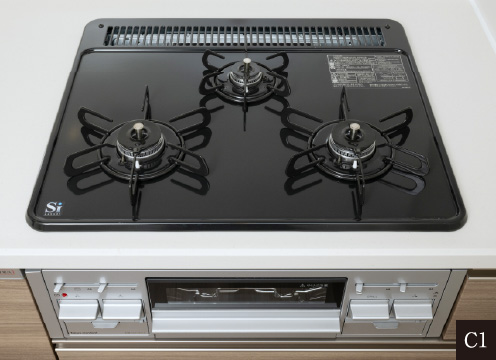 3口ビルトインガスコンロ