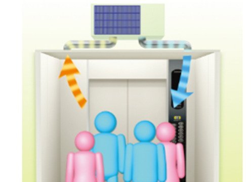 エレベーター内にクーラーを採用