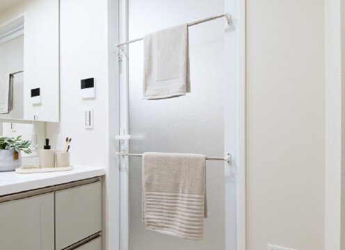 浴室扉2段タオル掛け