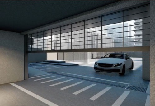 シャッターゲート付敷地内駐車場