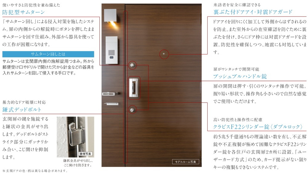 住まいの玄関ドアもキメ細やかな配慮でしっかりガードしています。