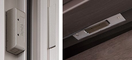 防犯マグネットセンサーを各所の開口部に設置