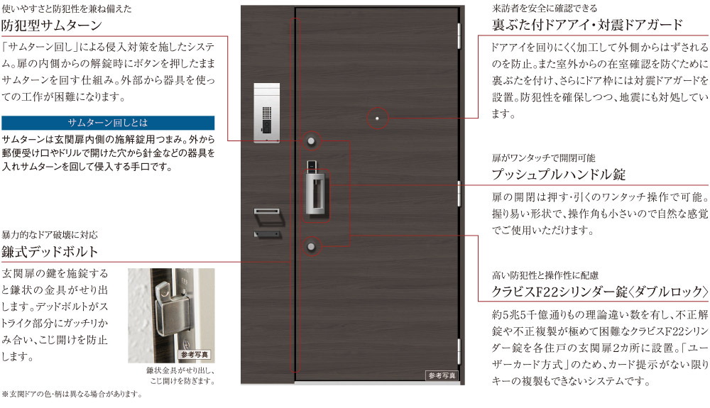 住まいの玄関ドアもキメ細やかな配慮でしっかりガードしています。