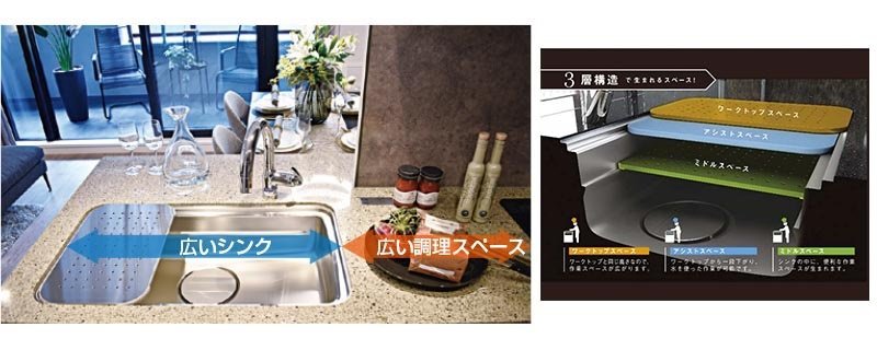 プレートの活用で使い勝手を高めたユーティリティシンク