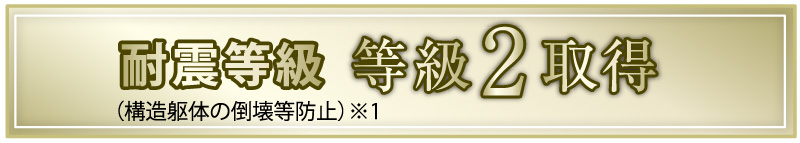 耐震等級　等級2取得（構造躯体の倒壊等防止）※」