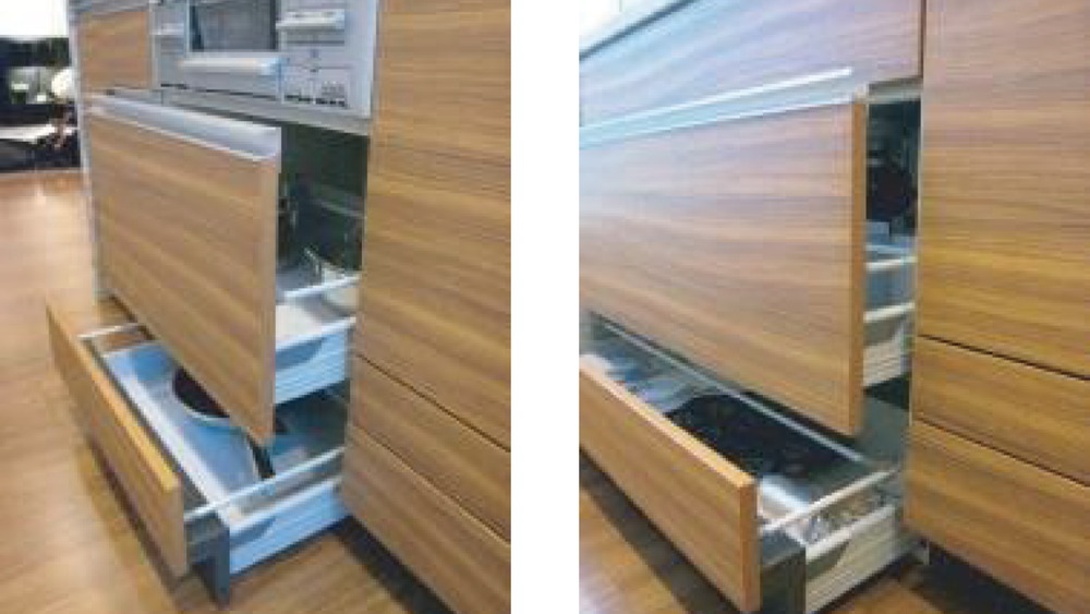 コンロ・シンクキャビネット大型1段引き出し＋巾木収納