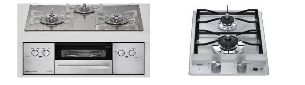 使い勝手の良いグリル付3ロビルトインガスコンロ（Beiz）