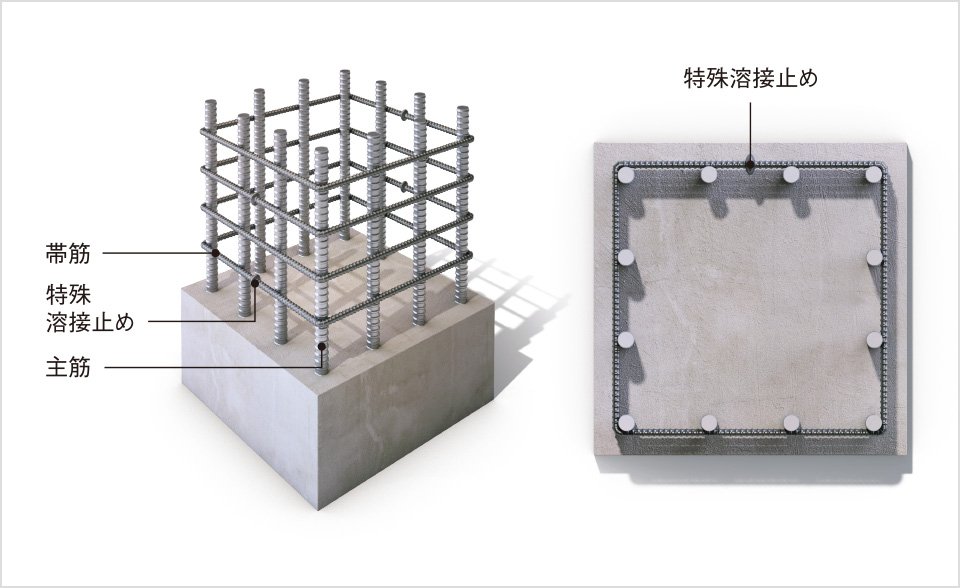 粘り強さをアップする柱構造