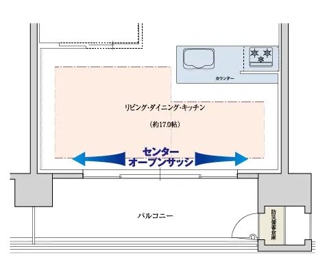 センターオープンサッシ