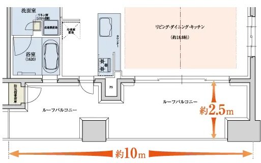 ワイドなルーフバルコニー