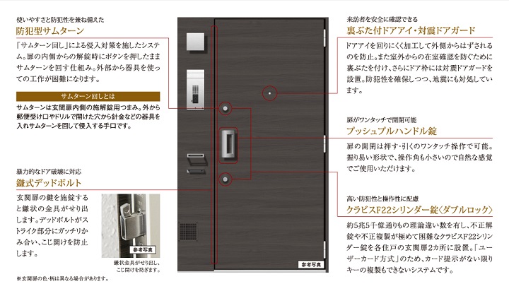 住まいの玄関扉もキメ細やかな配慮でしっかりガードしています
