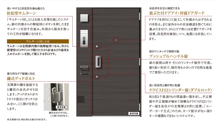 住まいの玄関扉もキメ細やかな配慮でしっかりガードしています