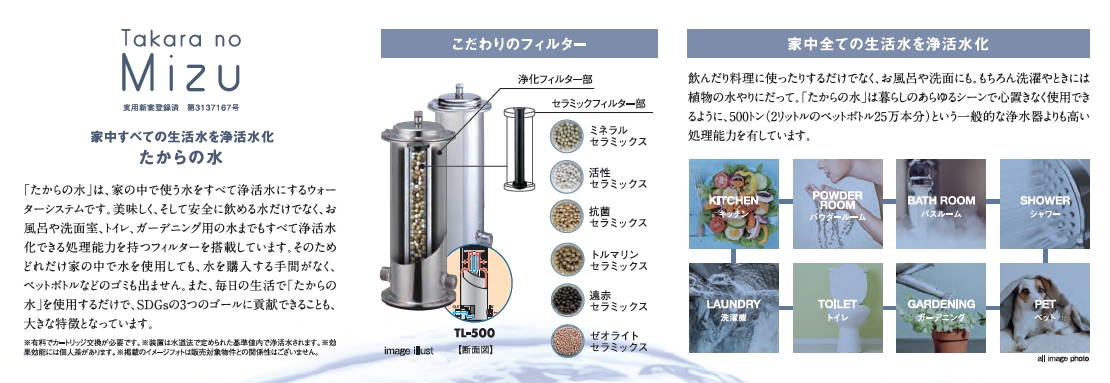家中すべての生活水を浄活水化
たからの水