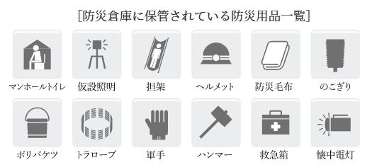 防災用品を保管した防災倉庫