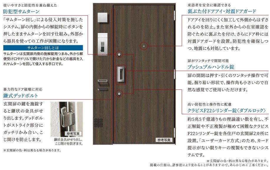 住まいの玄関扉もキメ細やかな配慮でしっかりガードしています。
