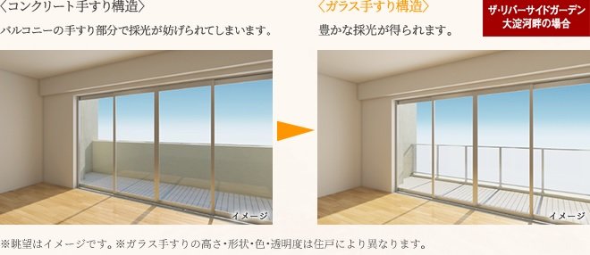 室内の広がりと
明るさを演出するバルコニー