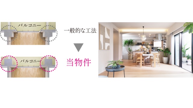 バルコニー（テラス）・外廊下側はアウトフレームを採用