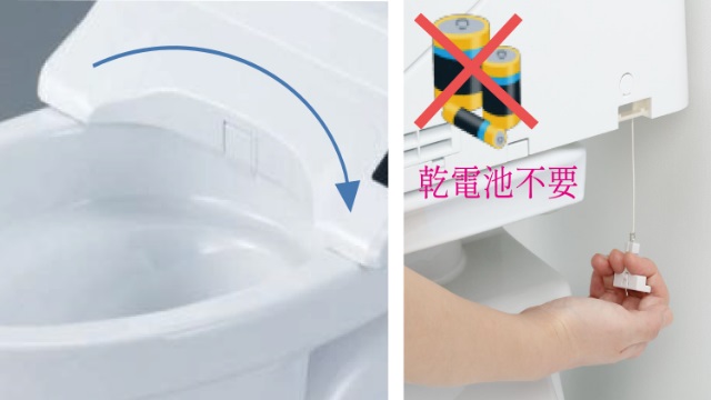 ノズルまわりのスッキリデザイン、停電時安心設計