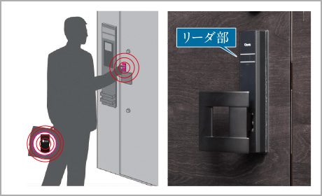 玄関ドアにはハンズフリーシステム Tebra cell（テブラセル）採用