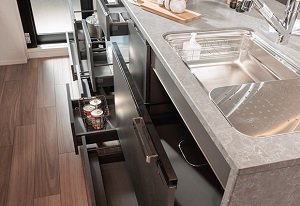 ソフトクローズ付キャビネット(巾木収納付)※スパイスラック部除く