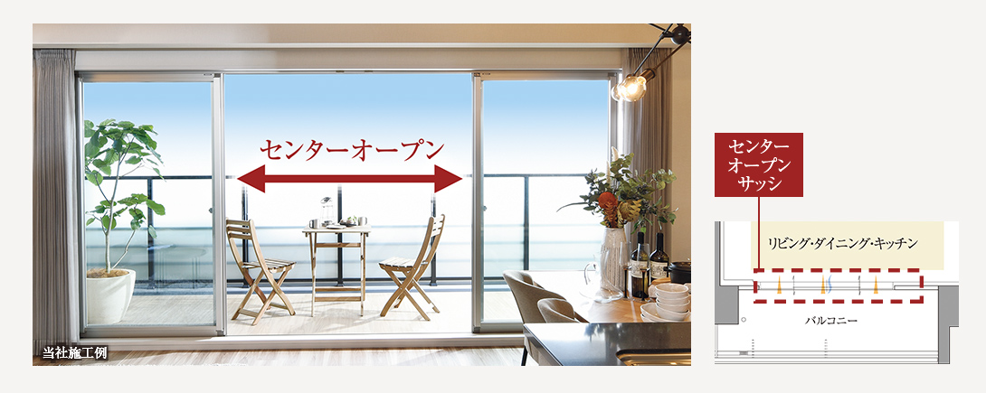 センターオープンサッシ