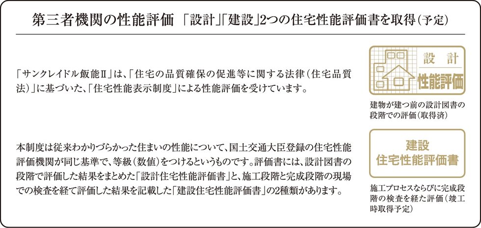 第三者機関の性能評価「設計」「建設」2つの住宅性能評価書を取得
