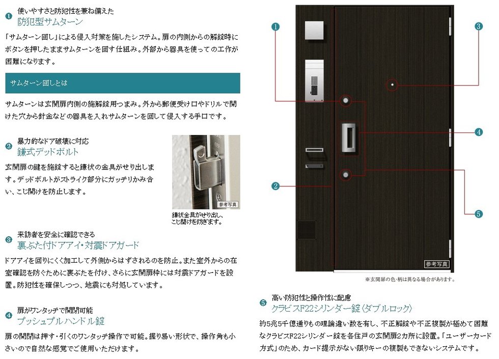 住まいの玄関扉もキメ細やかな配慮でしっかりガードしています。